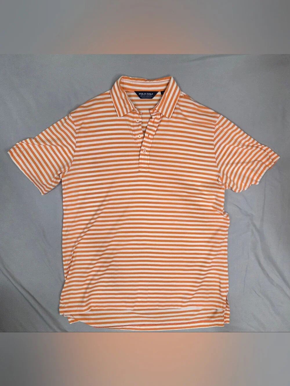 Polo Golf Ralph Lauren Men’s L Orange White Striped Pima Cotton Polo